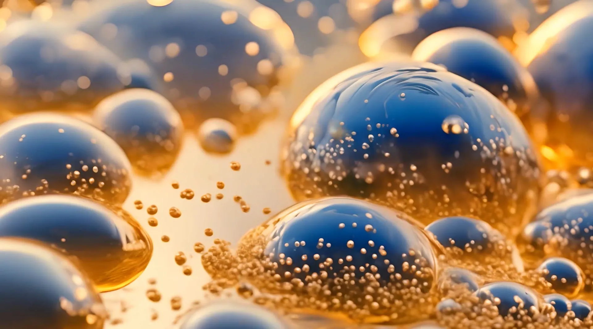 Elegant Gold Bubbles Floating Stock Motion Video